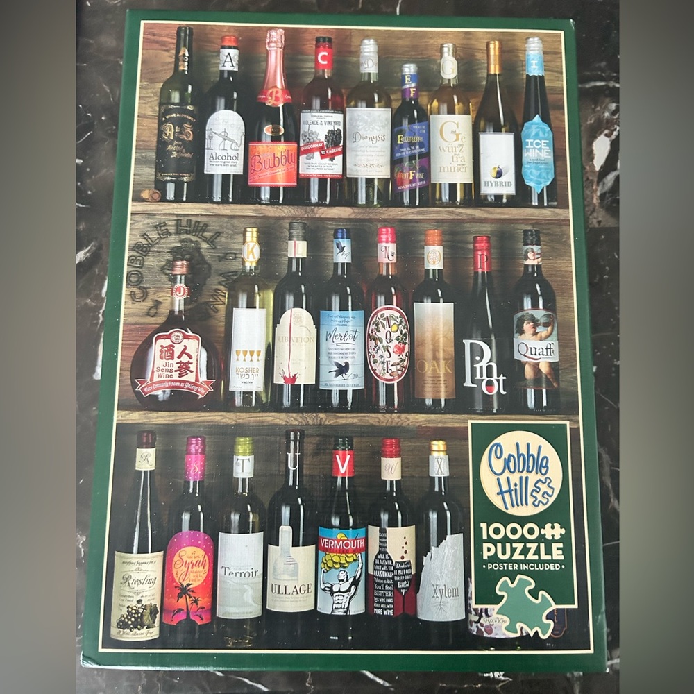 **sold** Cobble Hill 1000 piece puzzle Wine Alphabet